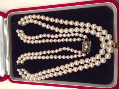 Value of Double Strand Graduated Peal Necklace by Fuji Pearl Co.
